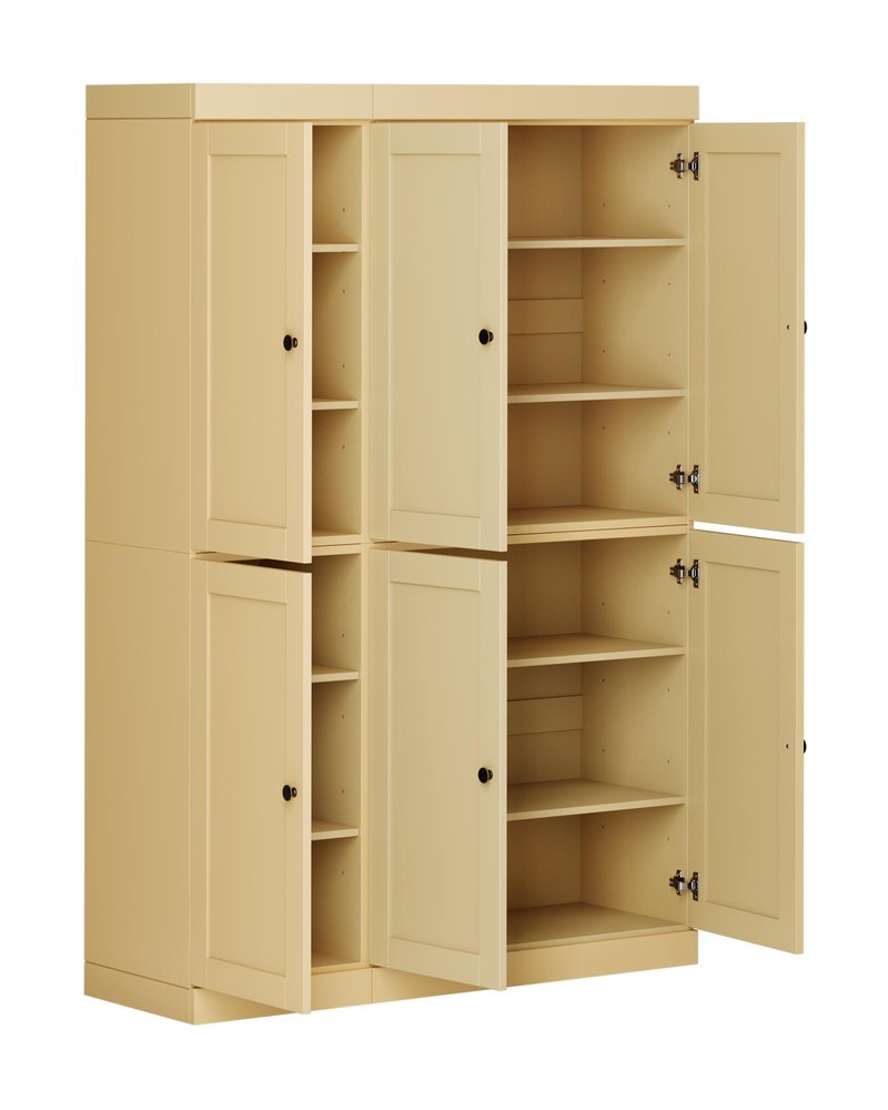 72" Yellow Solid Wood 8 Pantry Or Storage Closet HomeRoots
