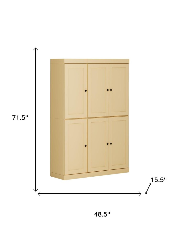 72" Yellow Solid Wood 8 Pantry Or Storage Closet HomeRoots