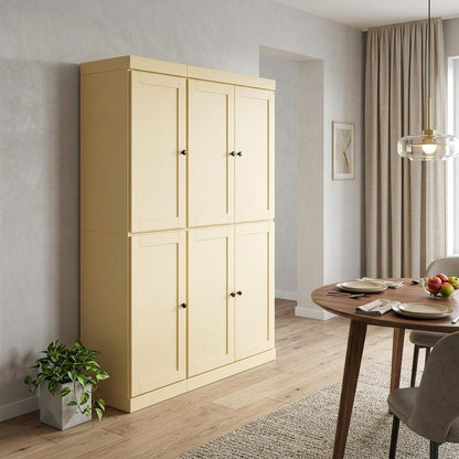 72" Yellow Solid Wood 8 Pantry Or Storage Closet HomeRoots