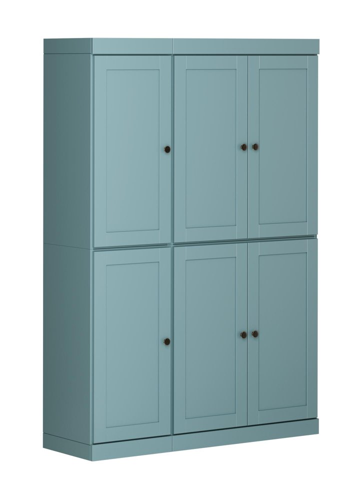 72" Aqua Solid Wood 8 Pantry Or Storage Closet HomeRoots