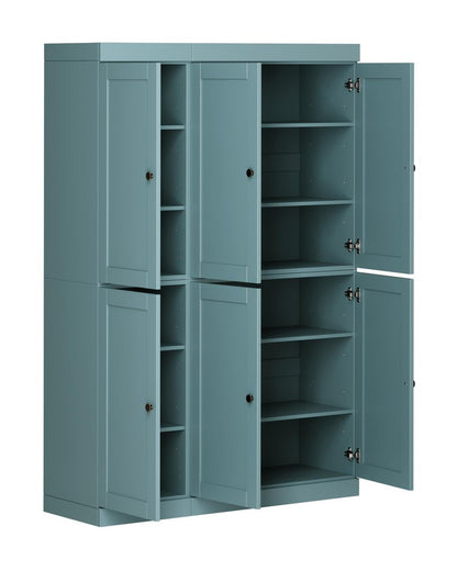 72" Aqua Solid Wood 8 Pantry Or Storage Closet HomeRoots