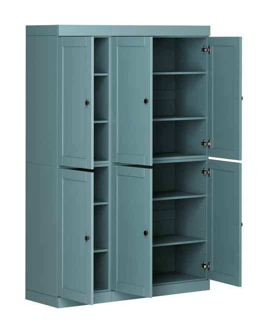72" Aqua Solid Wood 8 Pantry Or Storage Closet HomeRoots