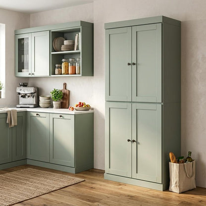 72" Sage Solid Wood 8 Pantry Or Storage Closet HomeRoots