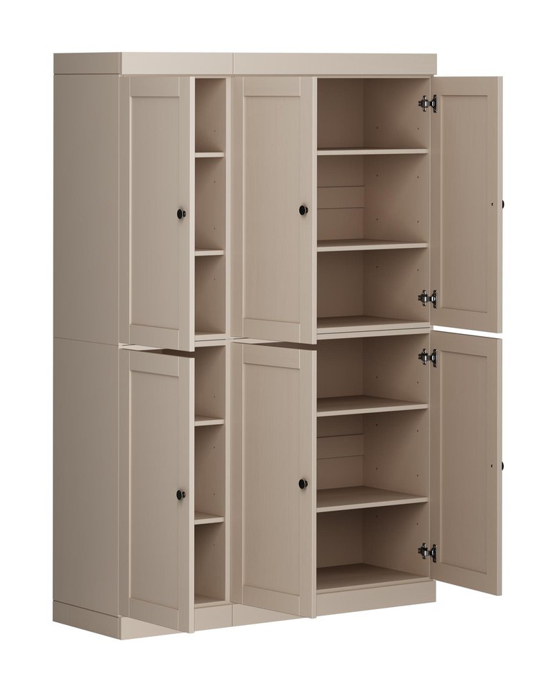 72" Beige Solid Wood 8 Pantry Or Storage Closet — view 2