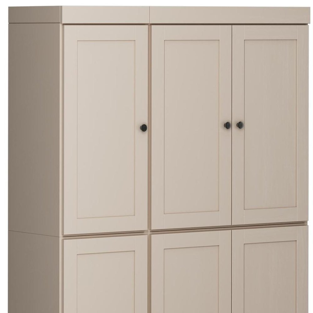 72" Beige Solid Wood 8 Pantry Or Storage Closet — view 3