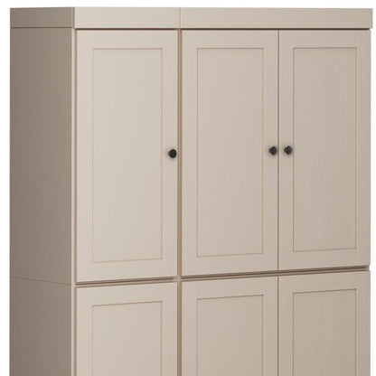 72" Beige Solid Wood 8 Pantry Or Storage Closet