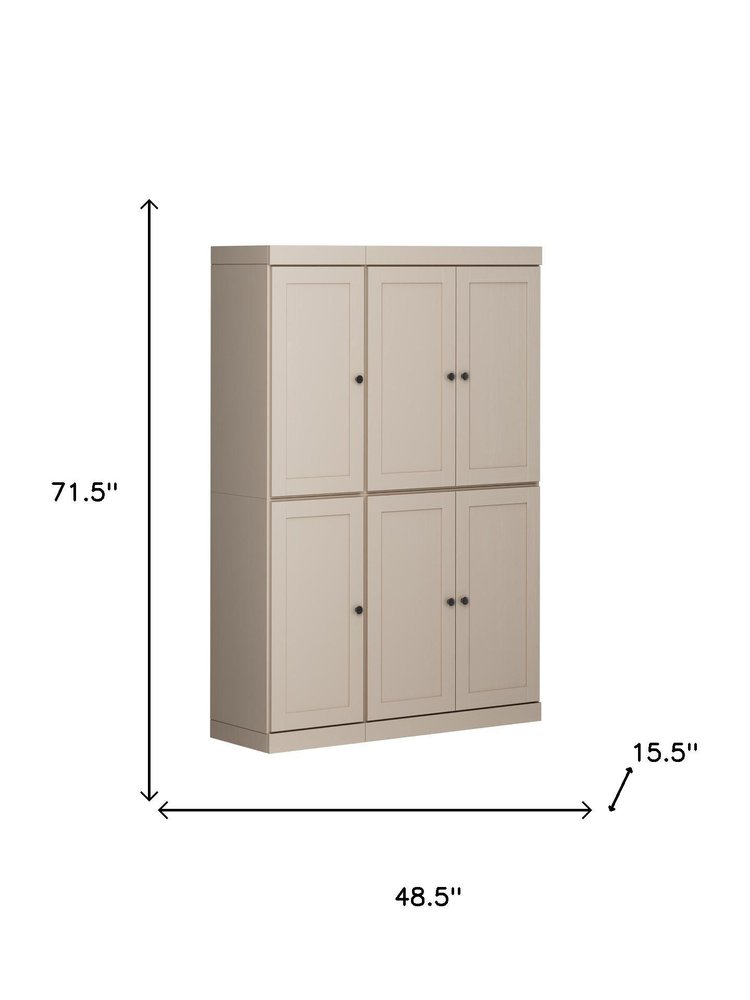 72" Beige Solid Wood 8 Pantry Or Storage Closet — view 5