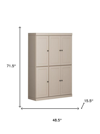 72" Beige Solid Wood 8 Pantry Or Storage Closet HomeRoots