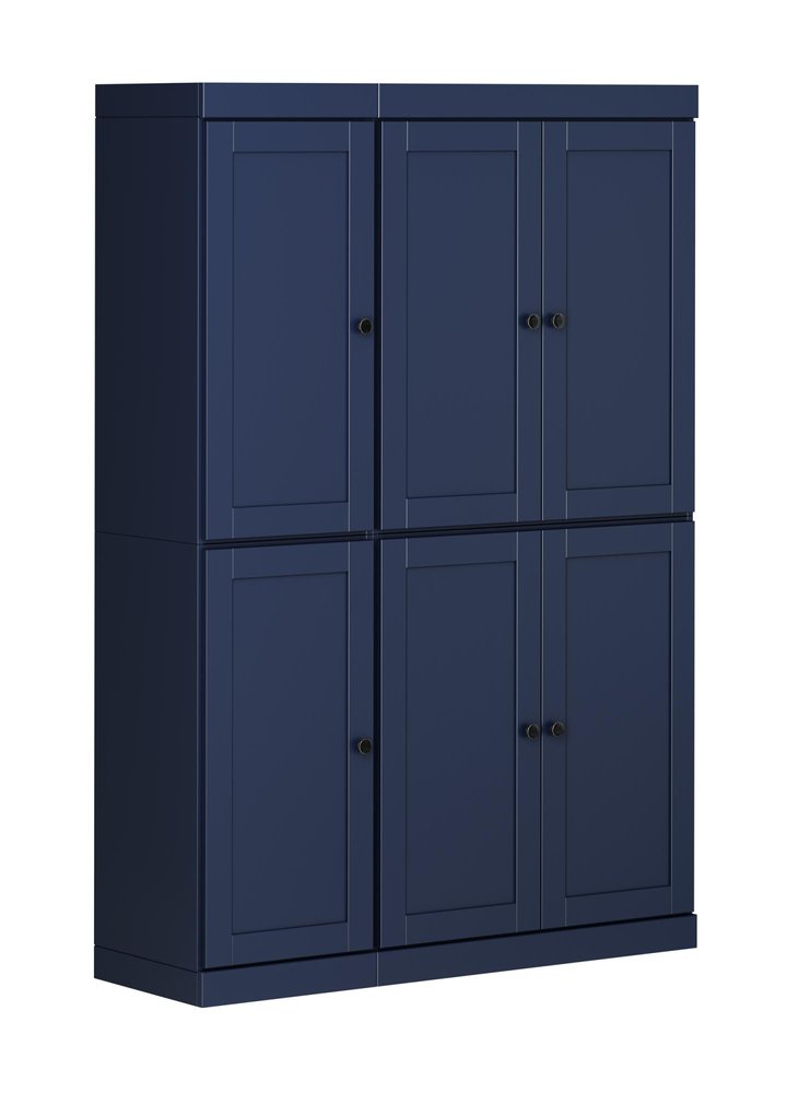 72" Navy Blue Solid Wood 8 Pantry Or Storage Closet HomeRoots