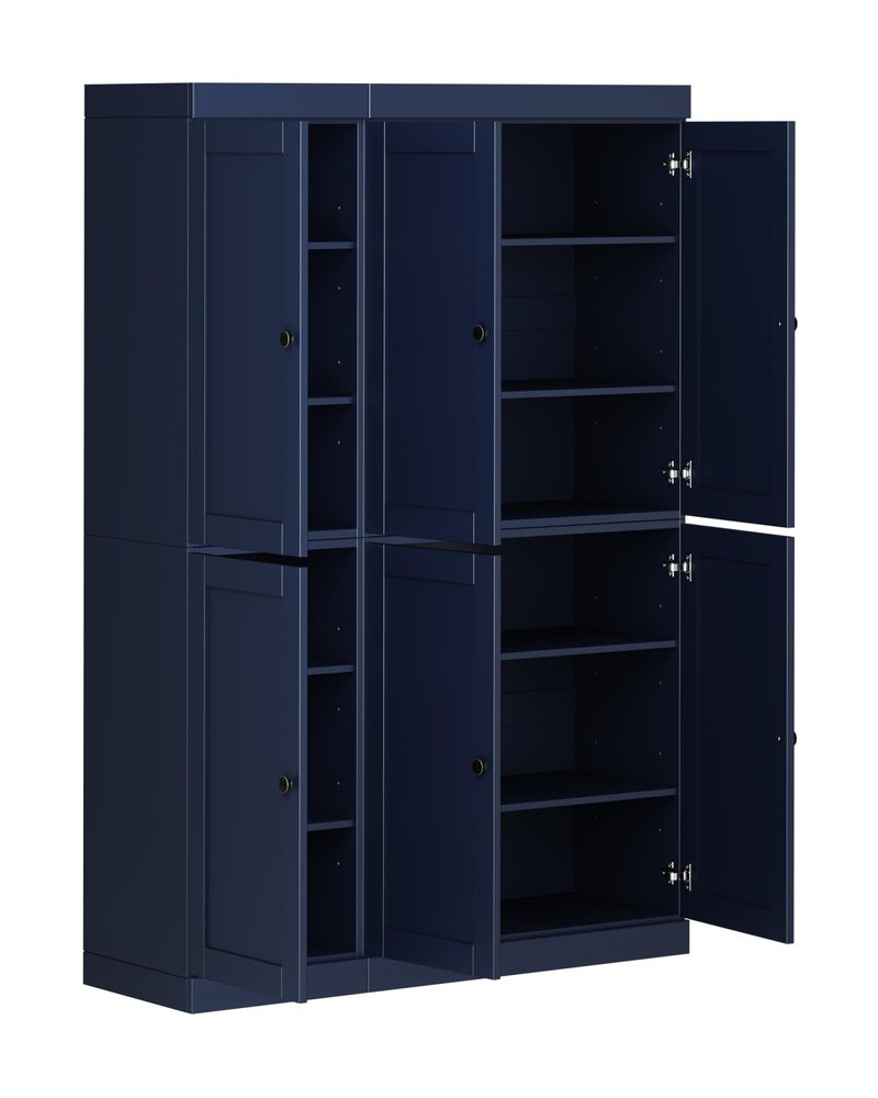 72" Navy Blue Solid Wood 8 Pantry Or Storage Closet — view 2