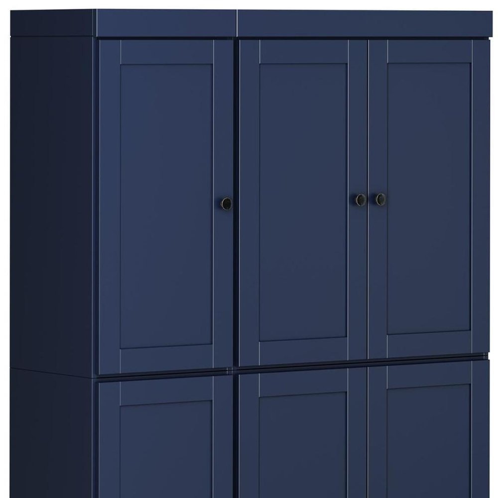 72" Navy Blue Solid Wood 8 Pantry Or Storage Closet HomeRoots