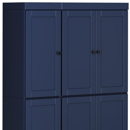72" Navy Blue Solid Wood 8 Pantry Or Storage Closet HomeRoots