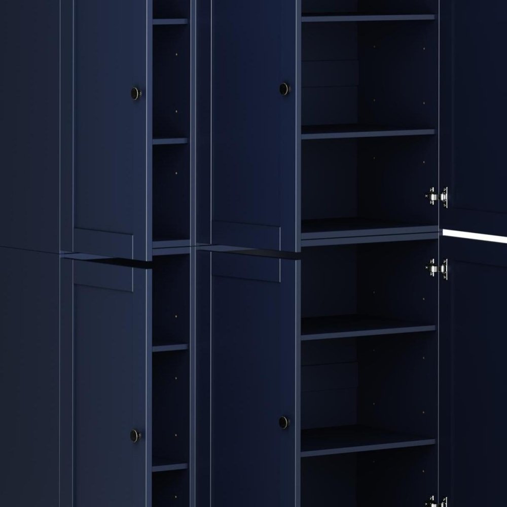 72" Navy Blue Solid Wood 8 Pantry Or Storage Closet — view 6