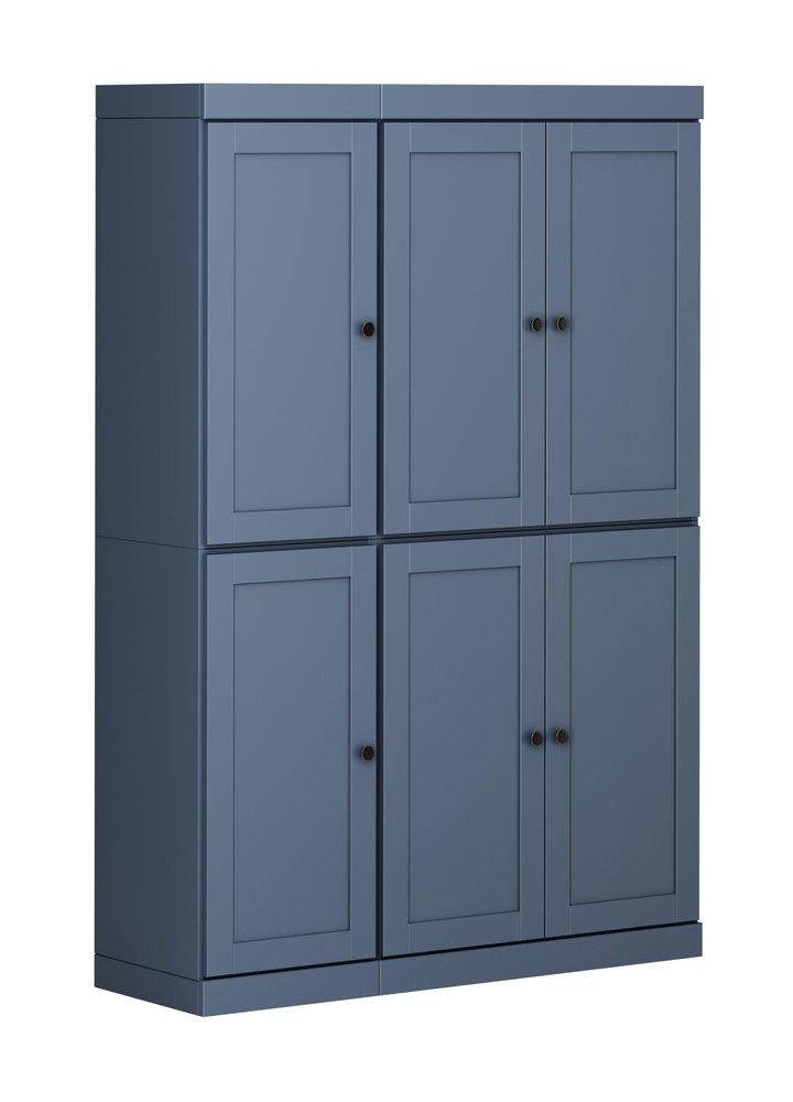 72" French Blue Solid Wood 8 Pantry Or Storage Closet HomeRoots