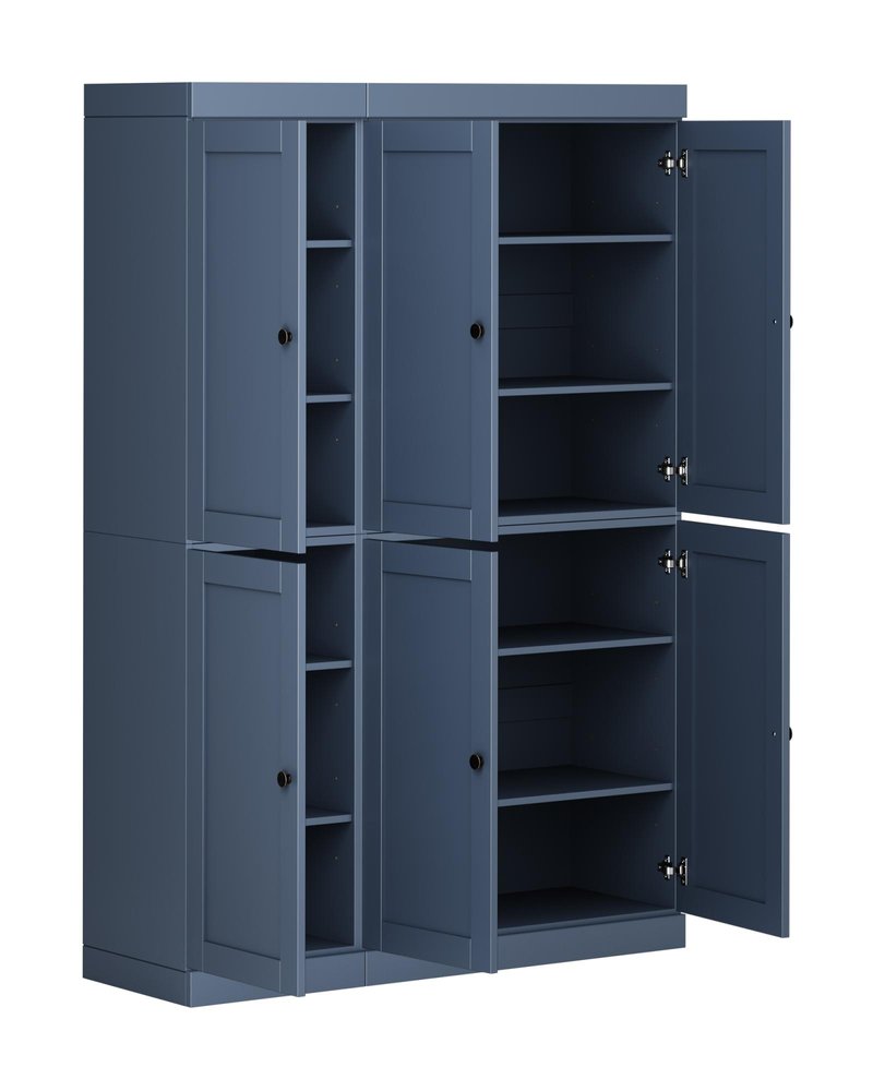 72" French Blue Solid Wood 8 Pantry Or Storage Closet HomeRoots