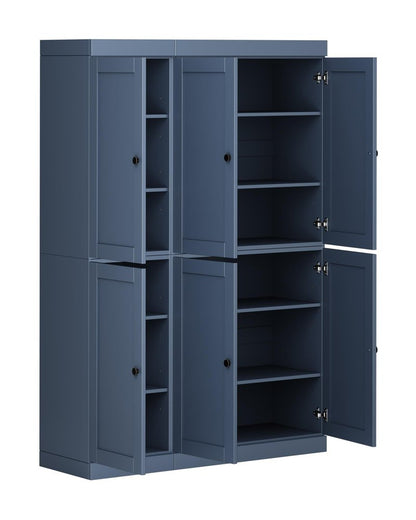 72" French Blue Solid Wood 8 Pantry Or Storage Closet HomeRoots