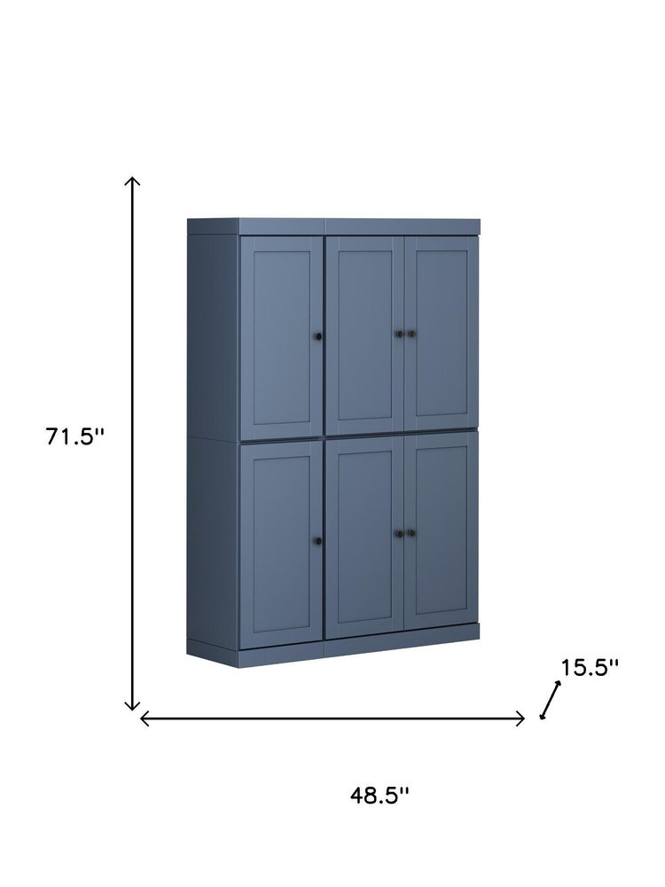 72" French Blue Solid Wood 8 Pantry Or Storage Closet — view 4