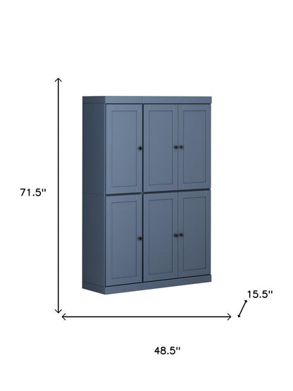 72" French Blue Solid Wood 8 Pantry Or Storage Closet HomeRoots