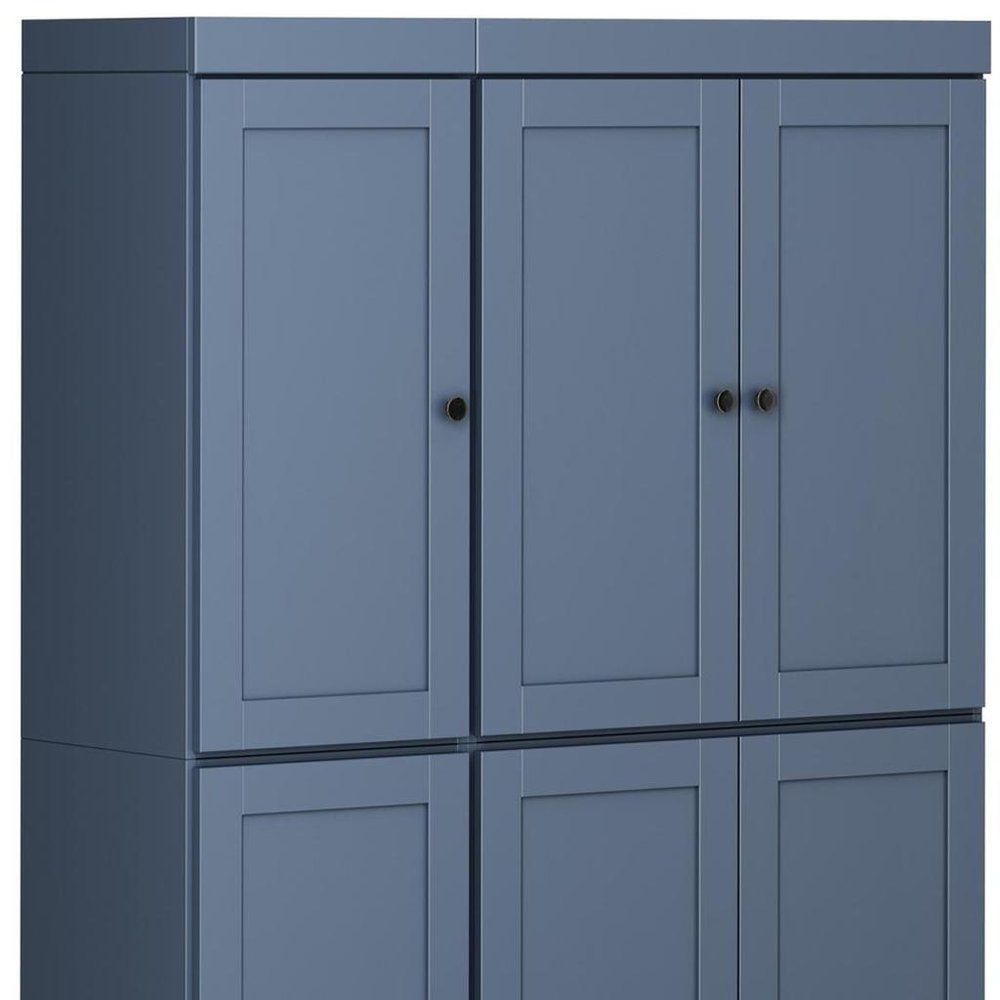72" French Blue Solid Wood 8 Pantry Or Storage Closet HomeRoots