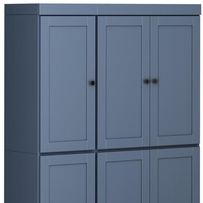 72" French Blue Solid Wood 8 Pantry Or Storage Closet HomeRoots