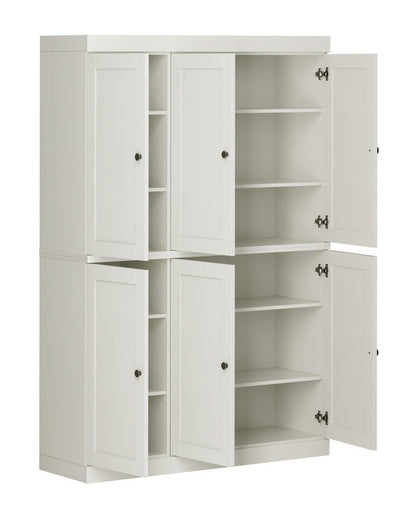 72" Off White Solid Wood 8 Pantry Or Storage Closet