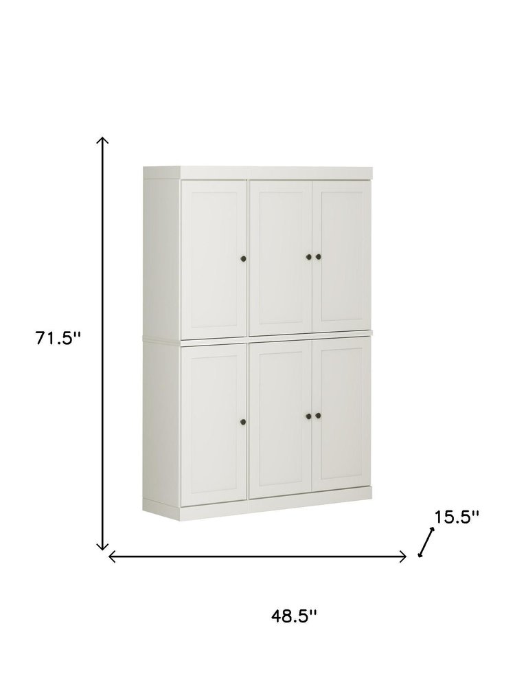72" Off White Solid Wood 8 Pantry Or Storage Closet HomeRoots