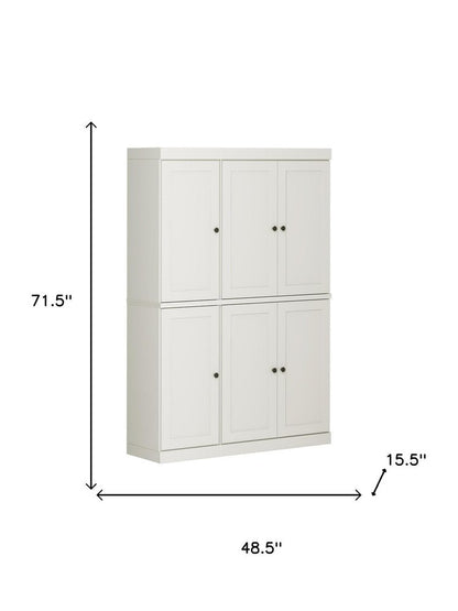 72" Off White Solid Wood 8 Pantry Or Storage Closet