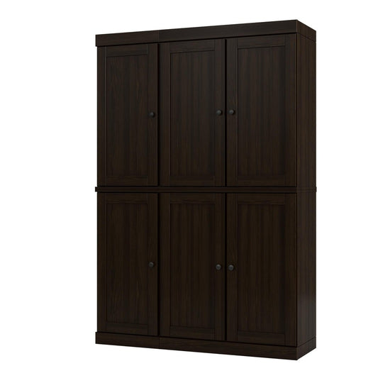 72" Espresso Solid Wood 8 Pantry Or Storage Closet HomeRoots