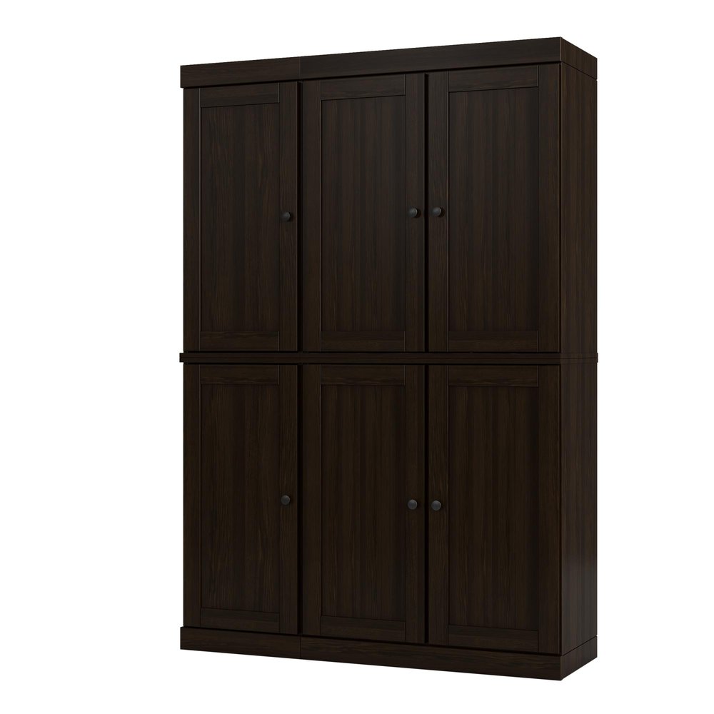 72" Espresso Solid Wood 8 Pantry Or Storage Closet — view 1