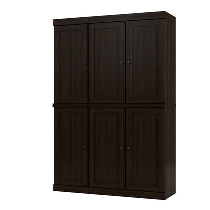 72" Espresso Solid Wood 8 Pantry Or Storage Closet