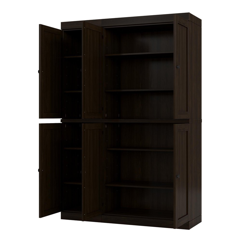 72" Espresso Solid Wood 8 Pantry Or Storage Closet HomeRoots