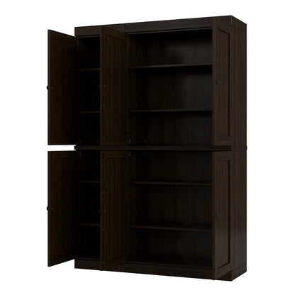 72" Espresso Solid Wood 8 Pantry Or Storage Closet HomeRoots