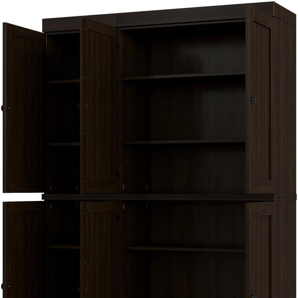 72" Espresso Solid Wood 8 Pantry Or Storage Closet HomeRoots