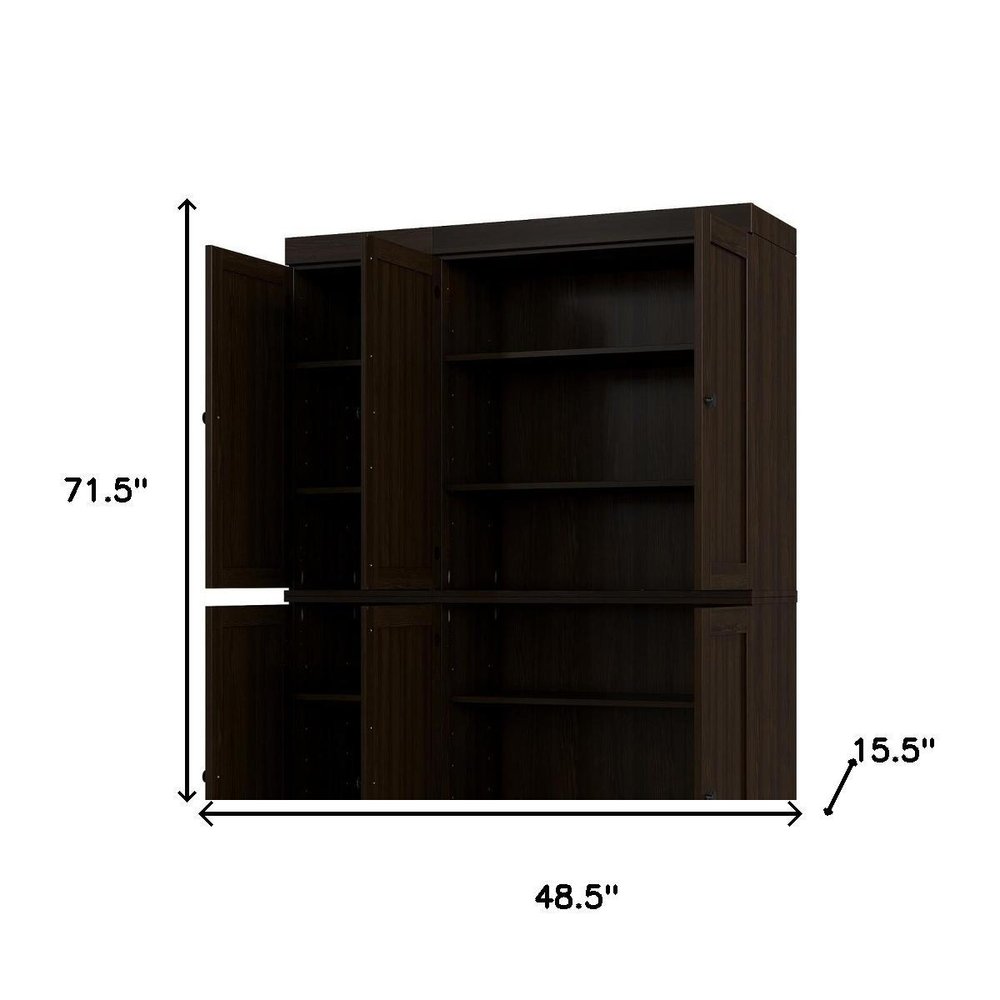 72" Espresso Solid Wood 8 Pantry Or Storage Closet — view 6