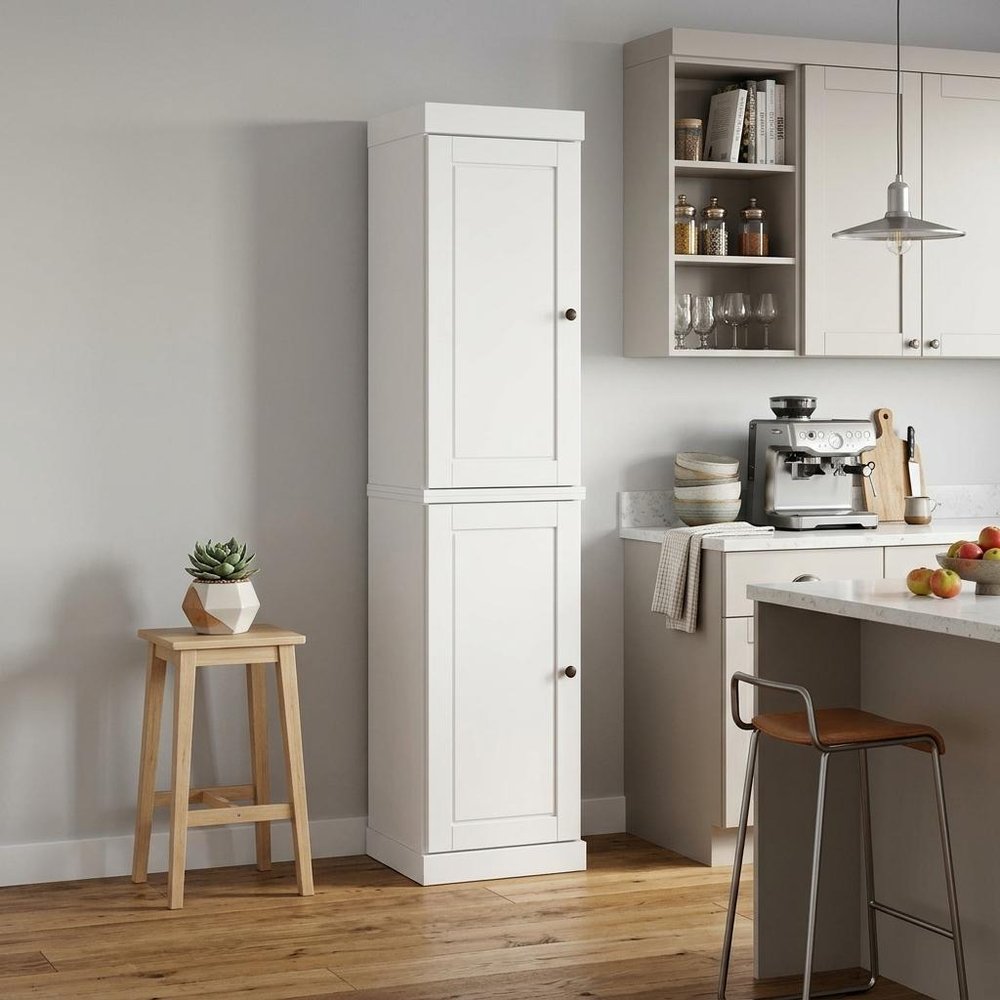 72" White Solid Wood Two Door Pantry Or Storage Closet — view 5