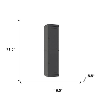 72" Gray Solid Wood Two Door Pantry Or Storage Closet HomeRoots