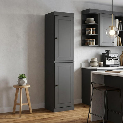 72" Gray Solid Wood Two Door Pantry Or Storage Closet HomeRoots