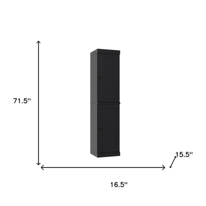 72" Black Solid Wood Two Door Pantry Or Storage Closet HomeRoots