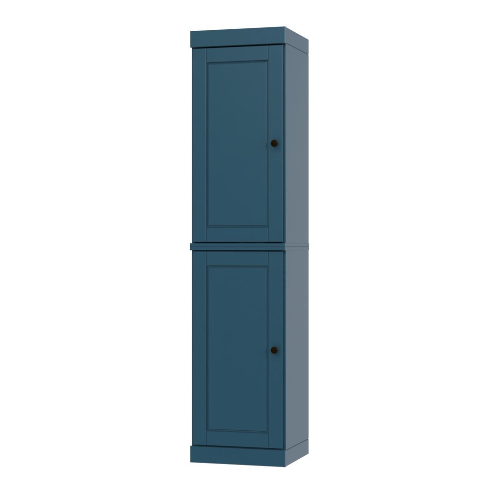72" Teal Blue Solid Wood Two Door Pantry Or Storage Closet — view 1