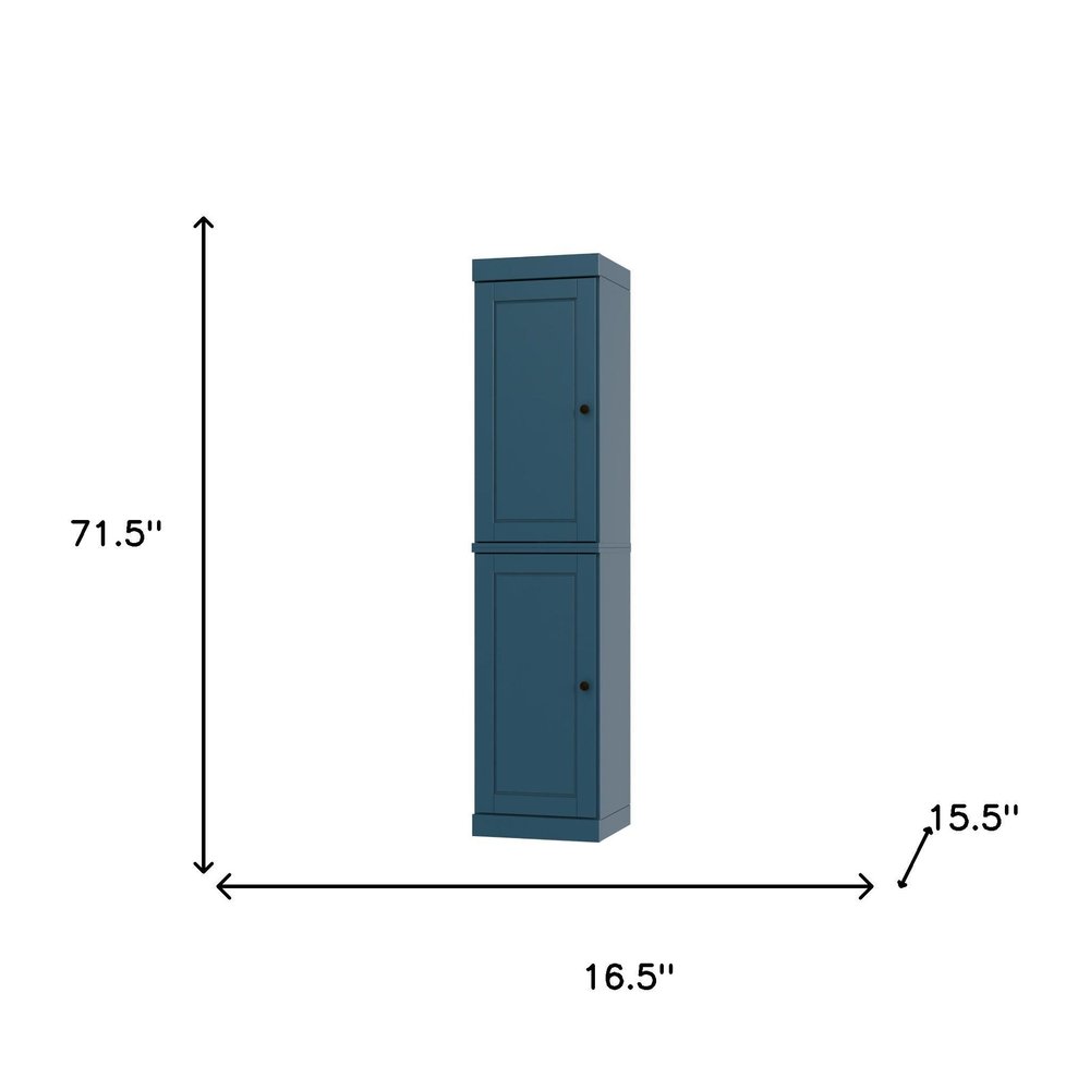 72" Teal Blue Solid Wood Two Door Pantry Or Storage Closet HomeRoots