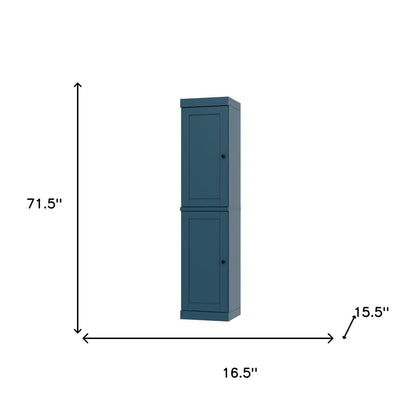 72" Teal Blue Solid Wood Two Door Pantry Or Storage Closet HomeRoots