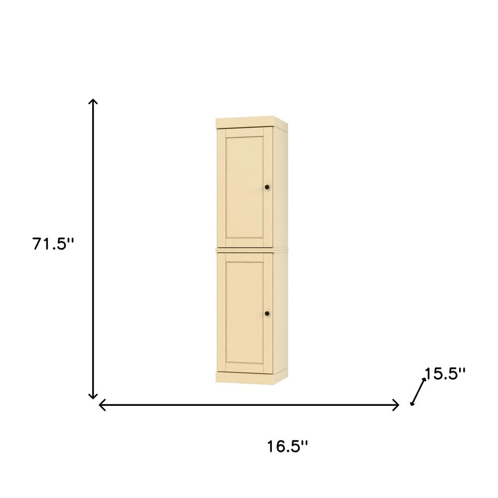 72" Yellow Solid Wood Two Door Pantry Or Storage Closet — view 4