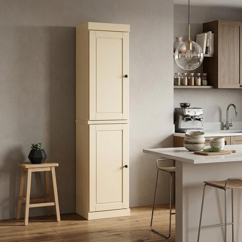 72" Yellow Solid Wood Two Door Pantry Or Storage Closet — view 5