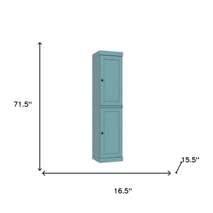 72" Aqua Solid Wood Two Door Pantry Or Storage Closet HomeRoots