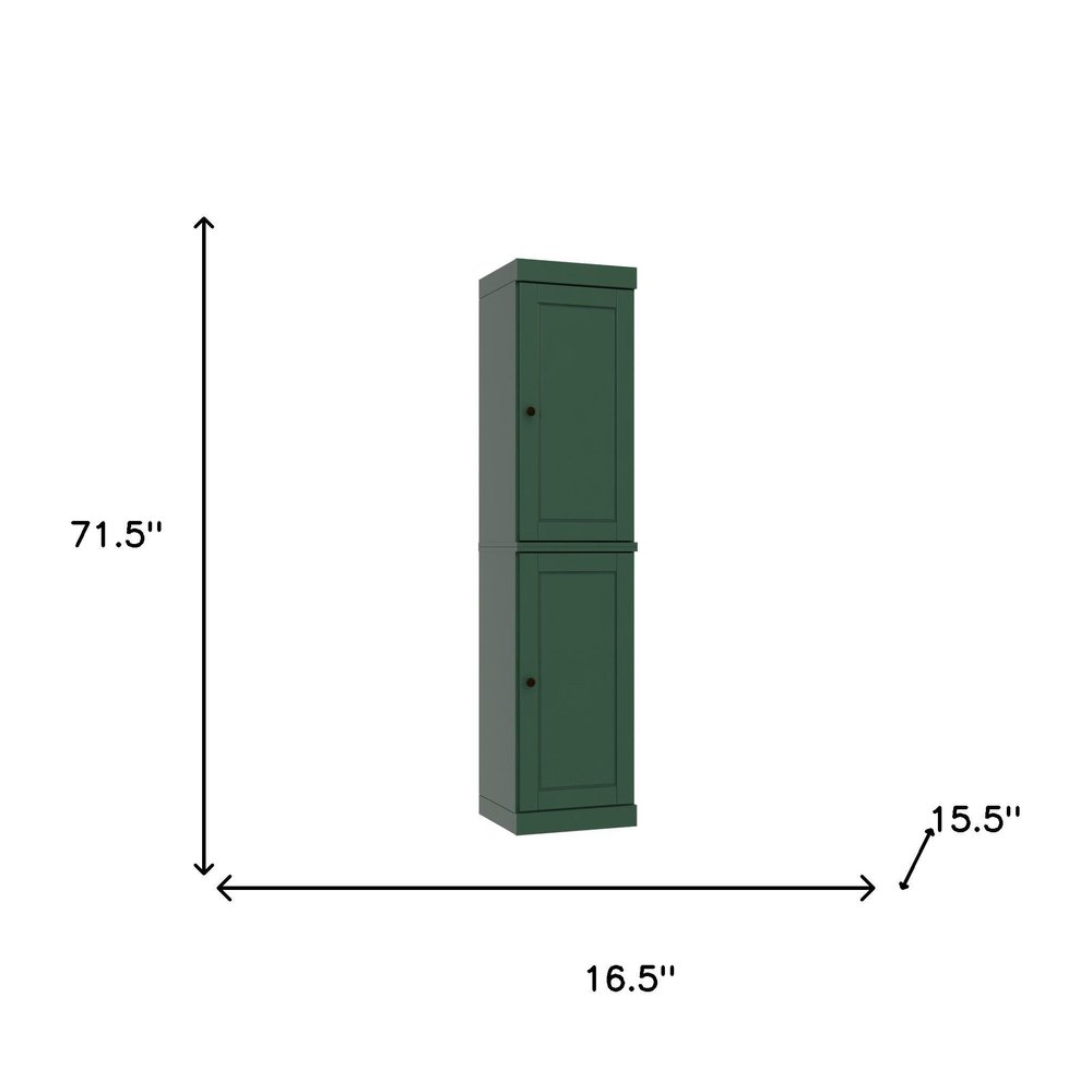 72" Green Solid Wood Two Door Pantry Or Storage Closet — view 3