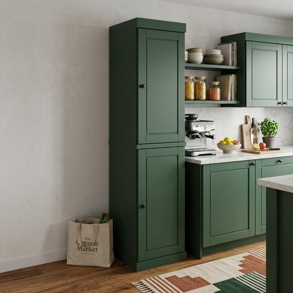 72" Green Solid Wood Two Door Pantry Or Storage Closet HomeRoots