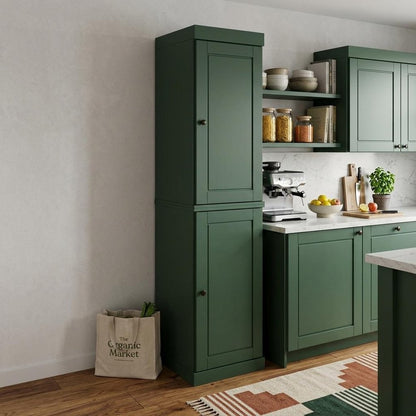 72" Green Solid Wood Two Door Pantry Or Storage Closet