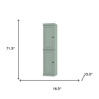 72" Sage Solid Wood Two Door Pantry Or Storage Closet