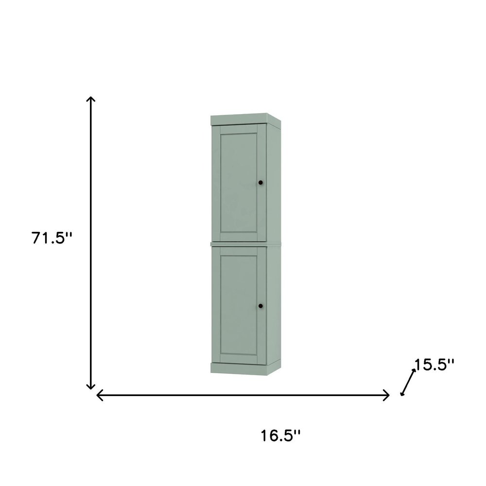 72" Sage Solid Wood Two Door Pantry Or Storage Closet — view 4