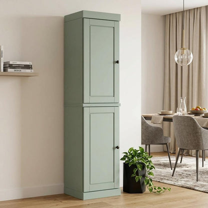 72" Sage Solid Wood Two Door Pantry Or Storage Closet HomeRoots